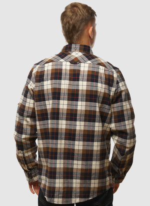 Singi Heavy Flannel Hemd - Chalk White/Dark Navy