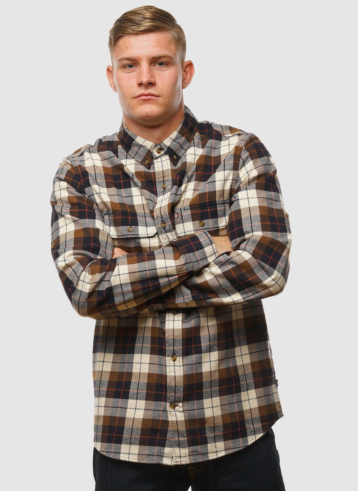 Singi Heavy Flannel Hemd - Chalk White/Dark Navy