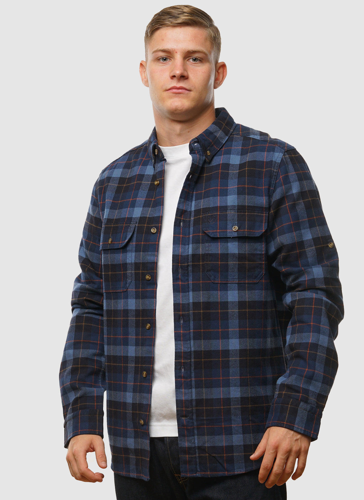 Singi Heavy Flannel Hemd - Dark Navy/Indigo Blue