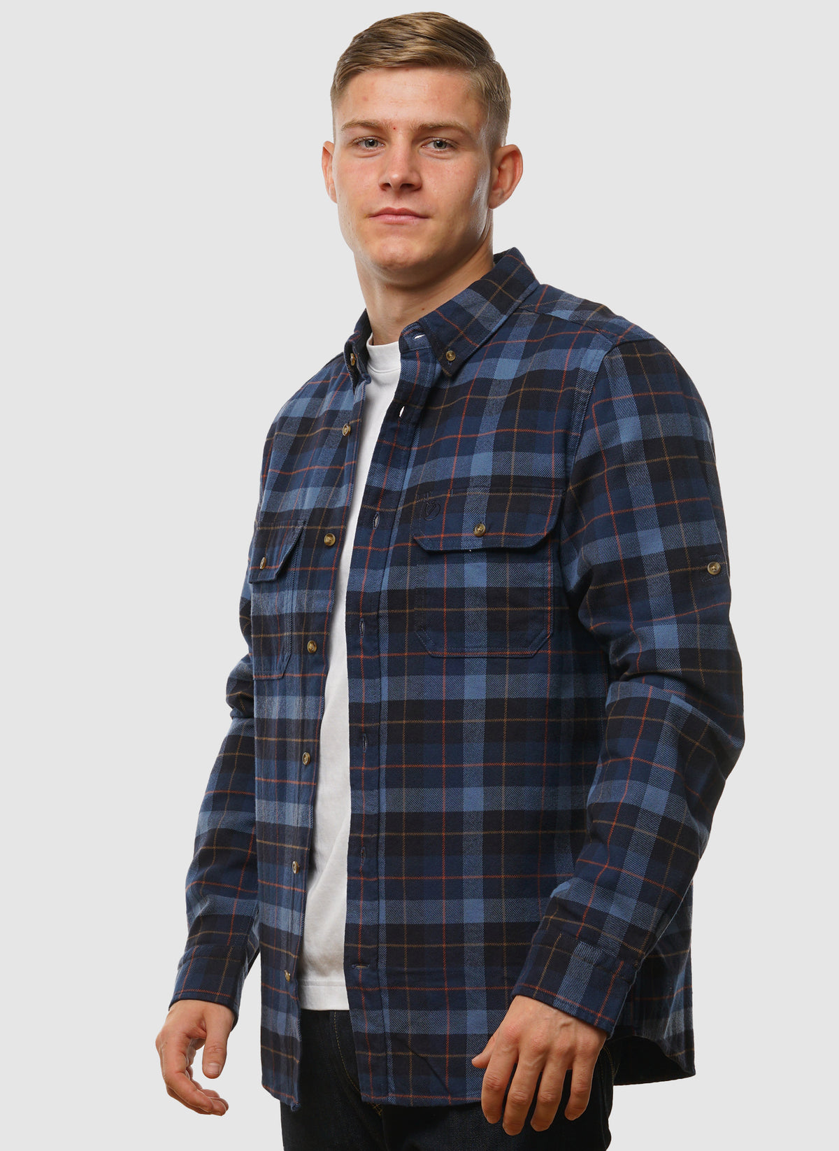 Singi Heavy Flannel Hemd - Dark Navy/Indigo Blue