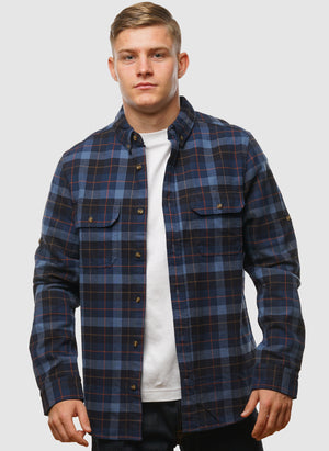 Singi Heavy Flannel Hemd - Dark Navy/Indigo Blue