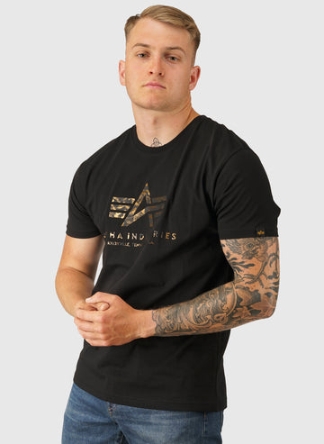 Basic Big Logo Effect Print T-Shirt - Black