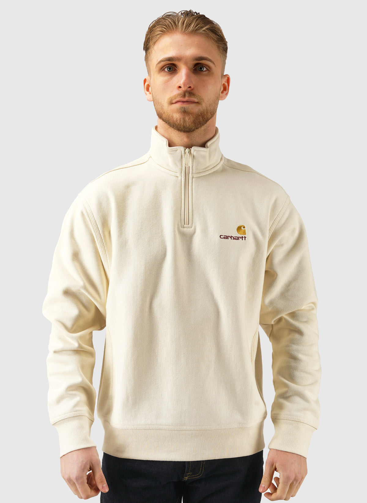 Half Zip American Script Sweatshirt - Natural