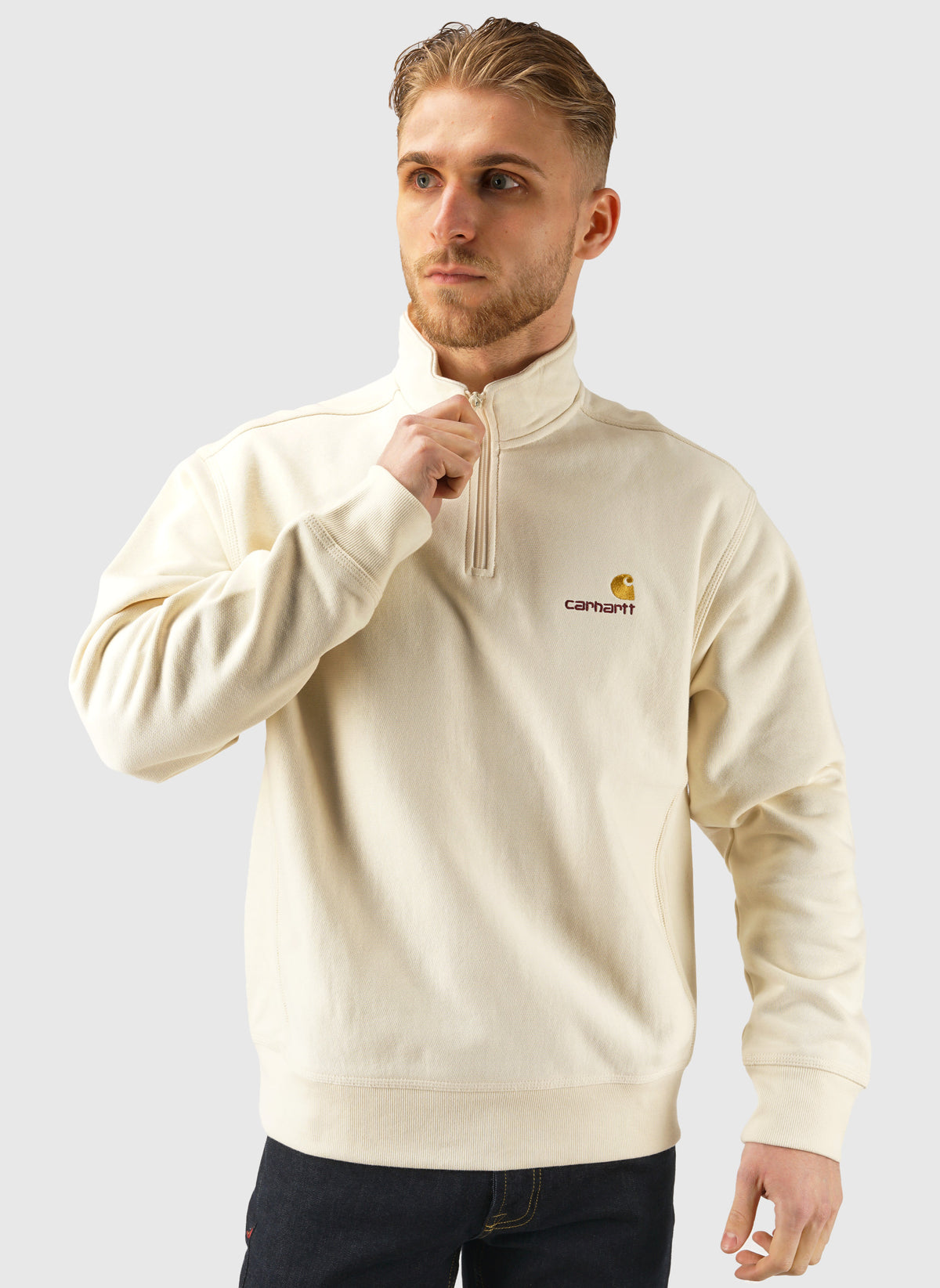 Half Zip American Script Sweatshirt - Natural