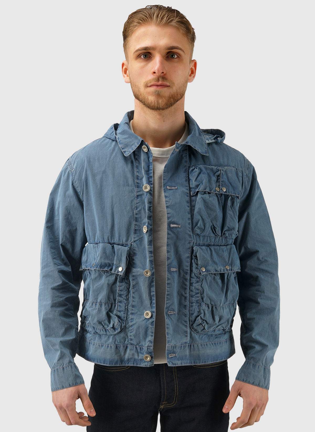 50 Fili Bleached Hooded Lens Jacket - Stone Bleach