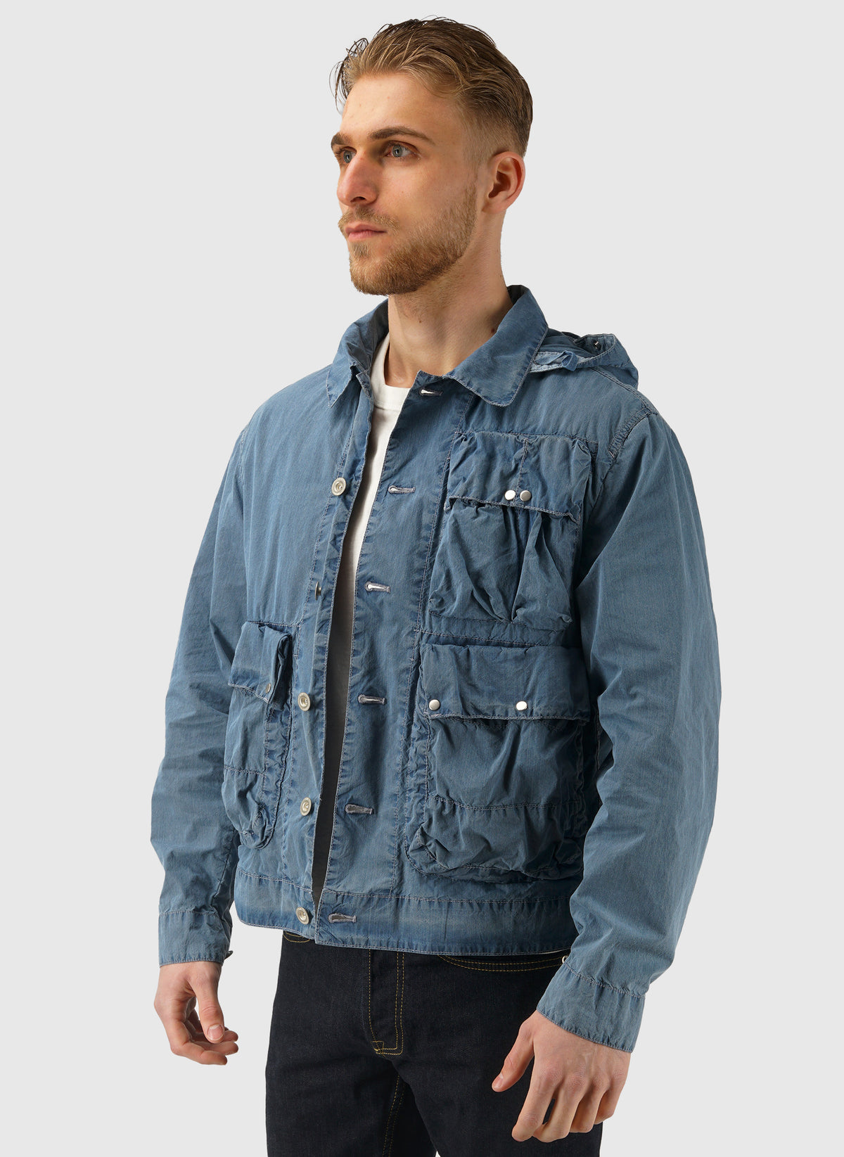 50 Fili Bleached Hooded Lens Jacket - Stone Bleach