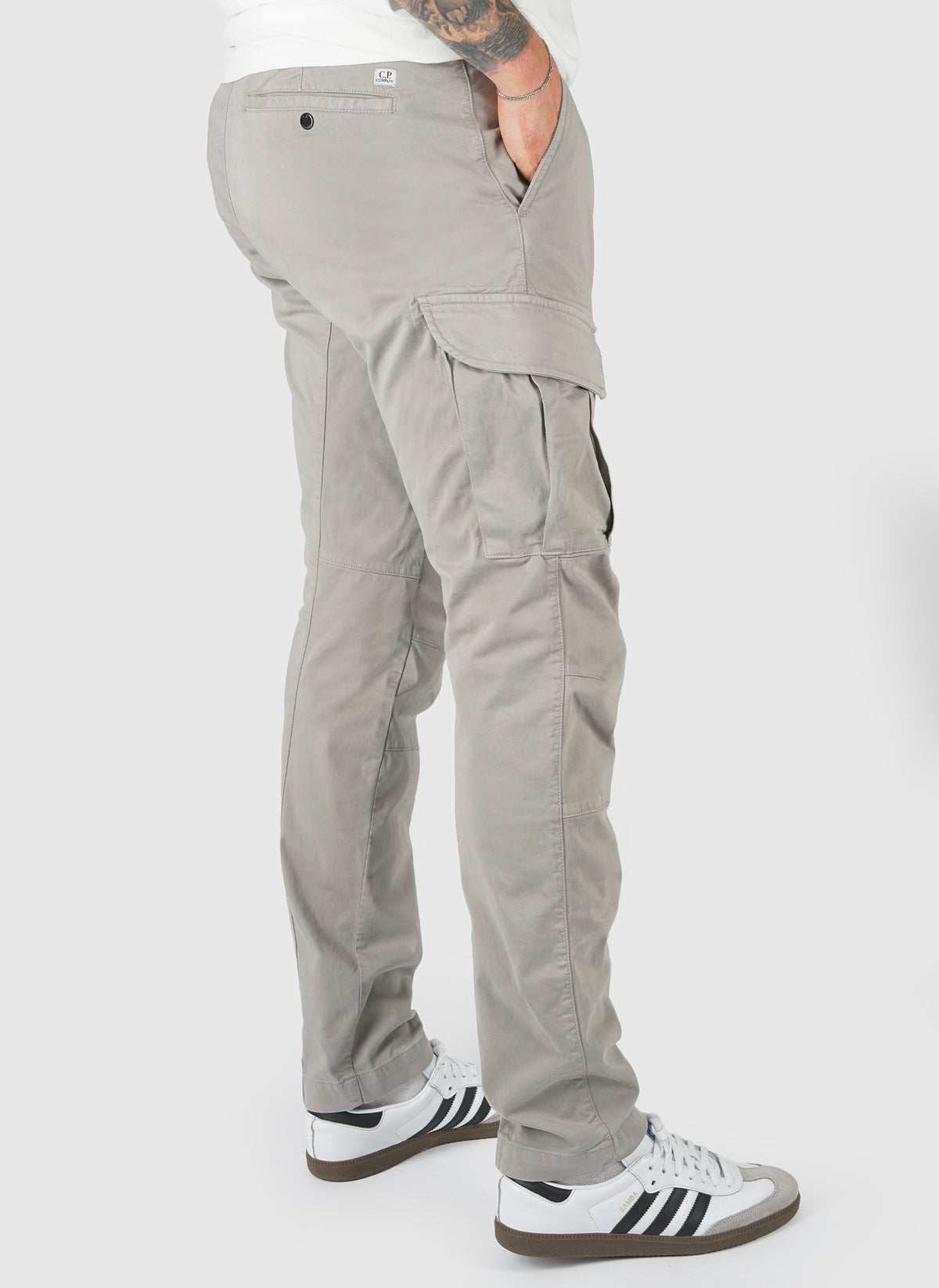 Stretch Satin Cargo Pant - Flint Grey