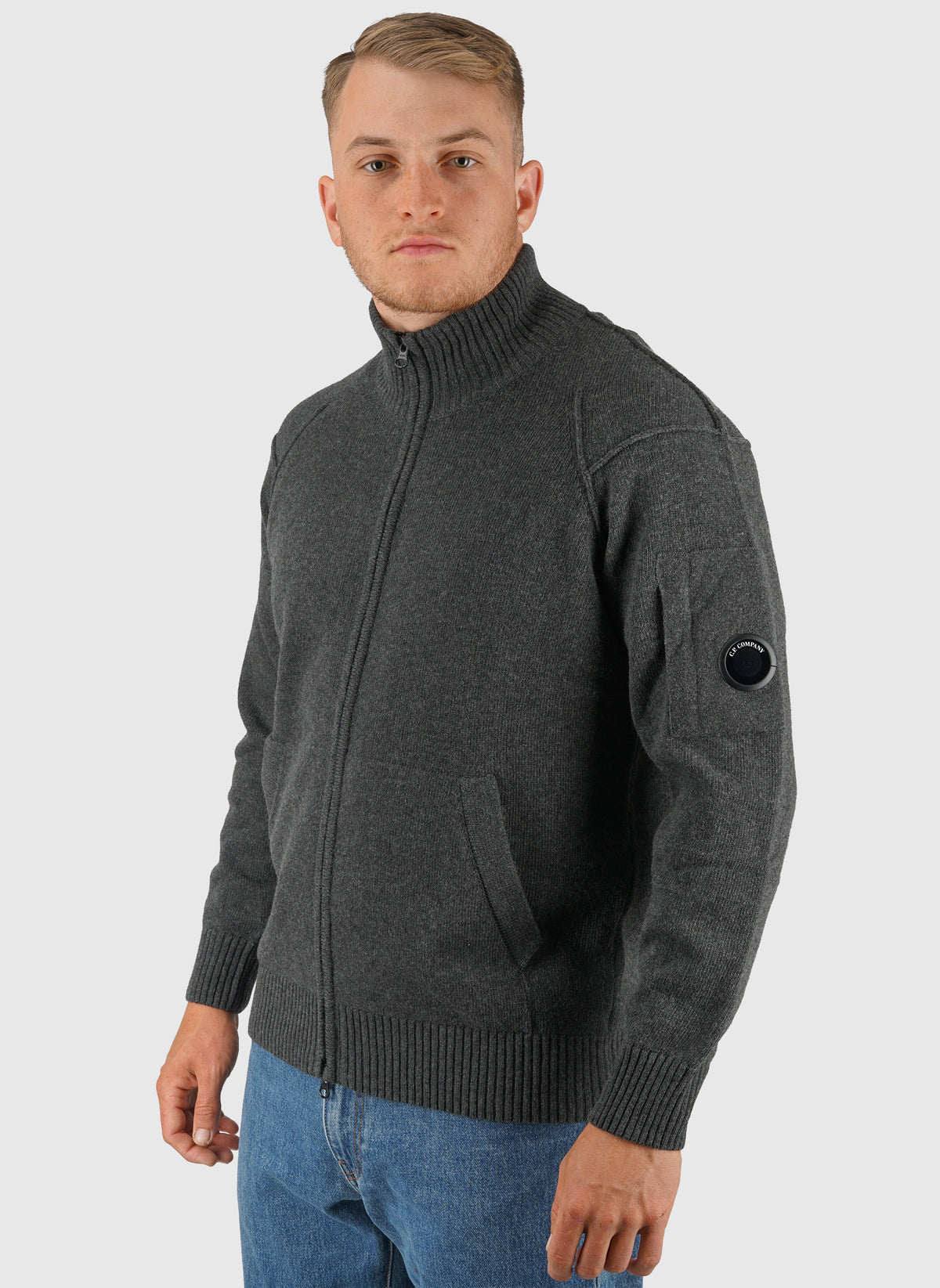 Lambswool Full Zip Sweatshirt - Dark Shadow