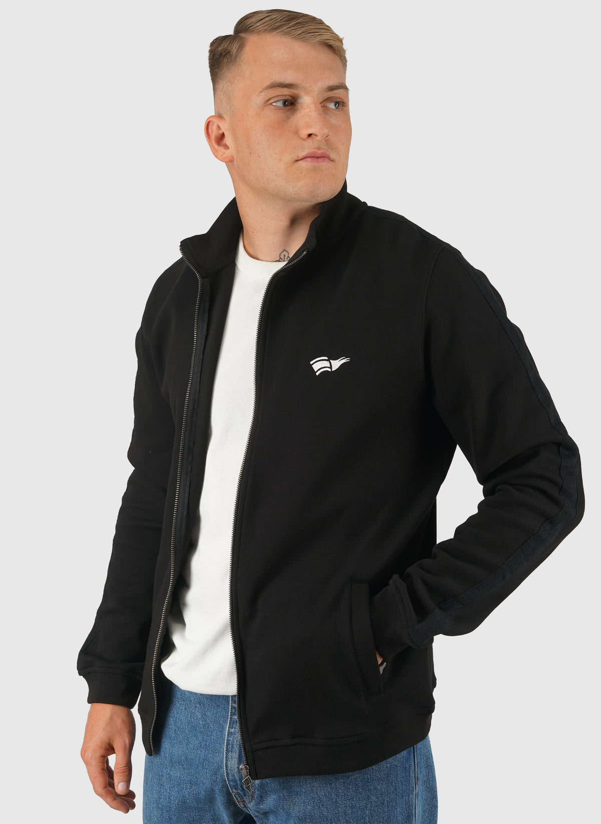 Dreierhopp Pique Full Zip - Black
