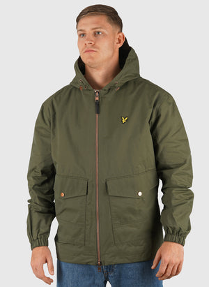 Waxed Hooded Utility Jacket - True Olive