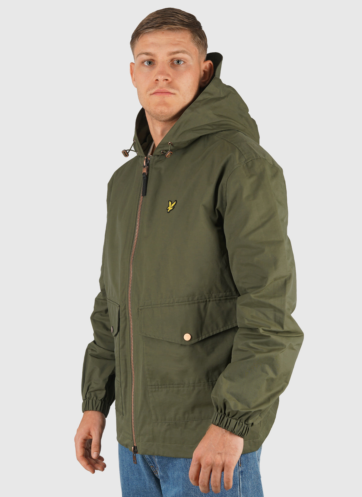Waxed Hooded Utility Jacket - True Olive