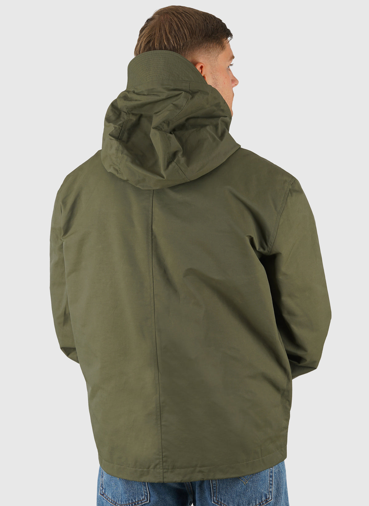 Waxed Hooded Utility Jacket - True Olive