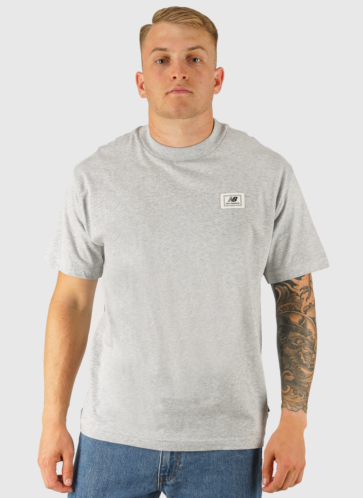 Woven Label T-Shirt - Athletic Grey/Black