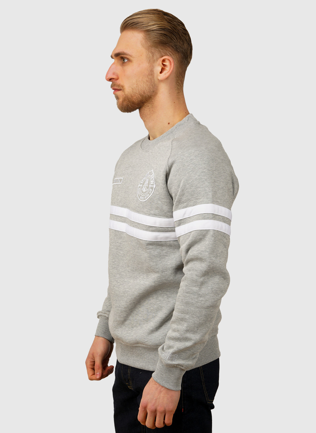 DMWU Crewneck - Grey Melange/White