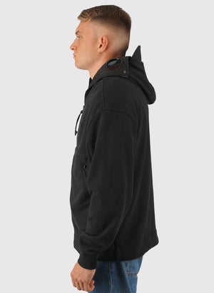 Boxy Hooded Goggle Sweatshirt - Black