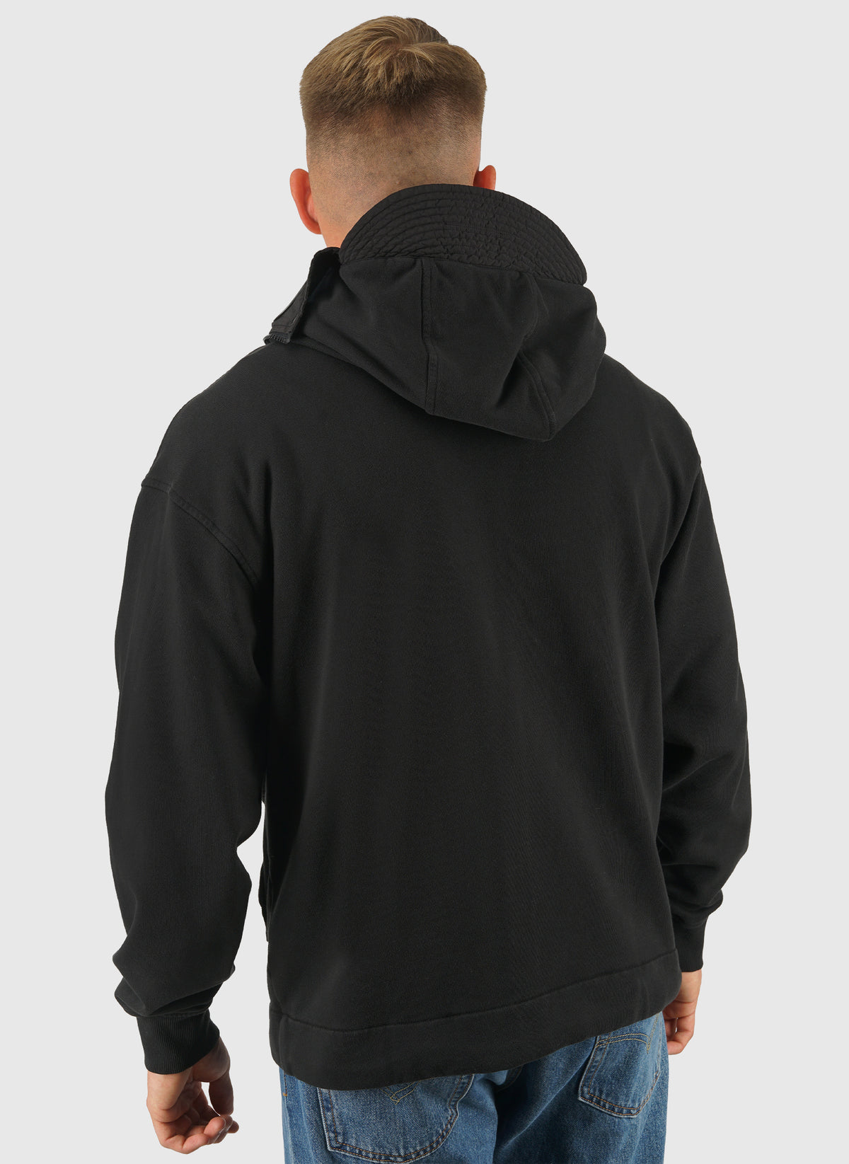 Boxy Hooded Goggle Sweatshirt - Black