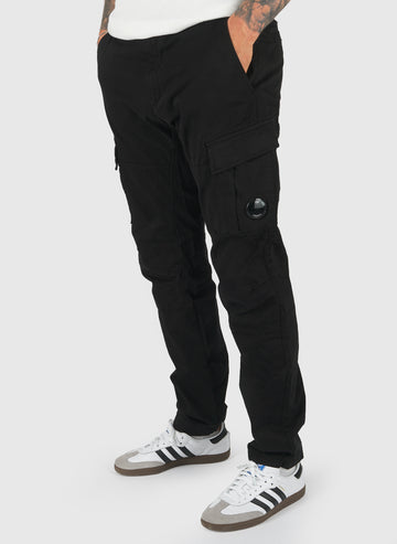 Stretch Satin Cargo Pant - Black