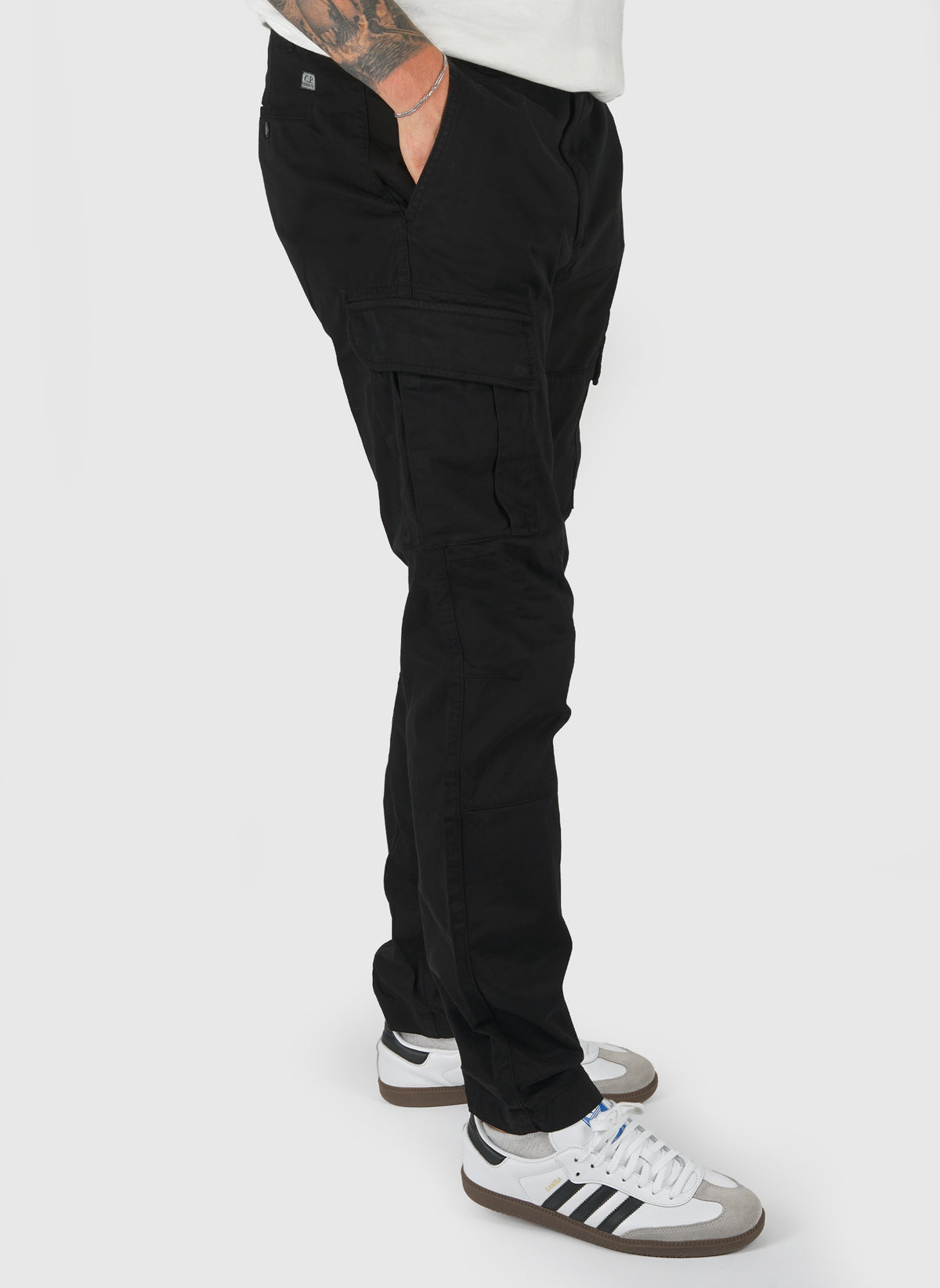 Stretch Satin Cargo Pant - Black