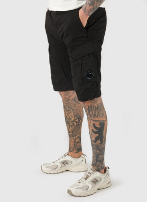 Stretch Sateen Cargo Lens Shorts - Black