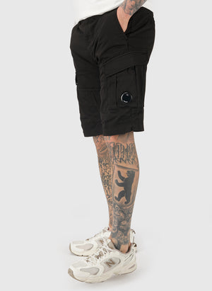 Stretch Sateen Cargo Lens Shorts - Black
