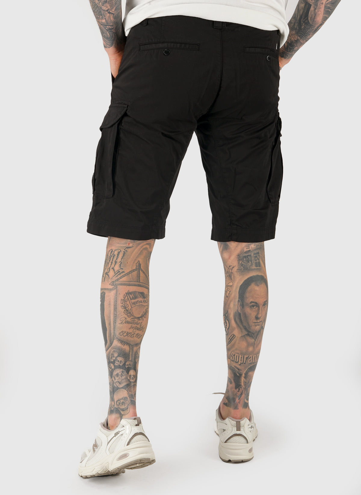 Stretch Sateen Cargo Lens Shorts - Black