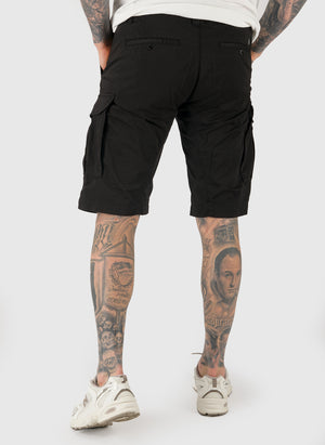 Stretch Sateen Cargo Lens Shorts - Black