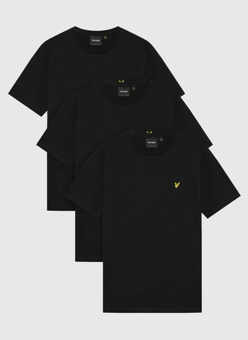 3-Pack Plain T-Shirt - Jet Black