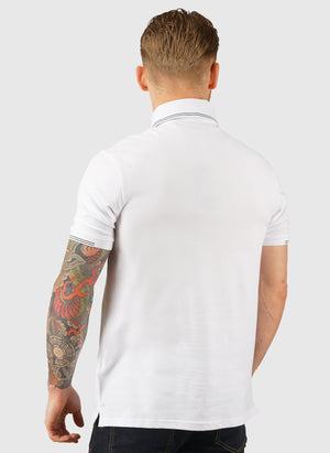 Fine Tipped Poloshirt - White/Everglade