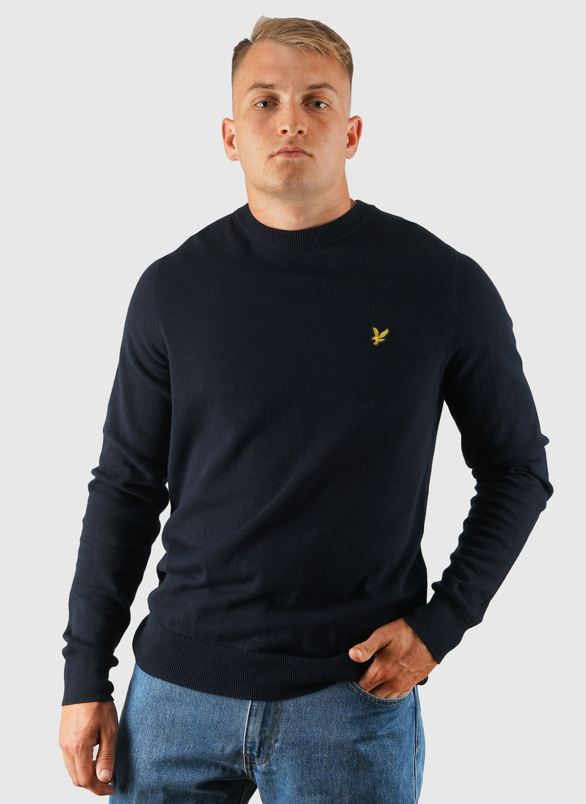 Cotton Crew Neck Jumper - Dark Navy