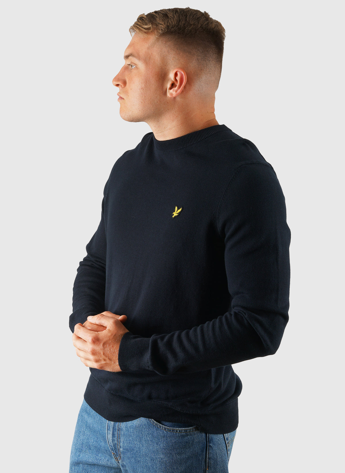 Cotton Crew Neck Jumper - Dark Navy