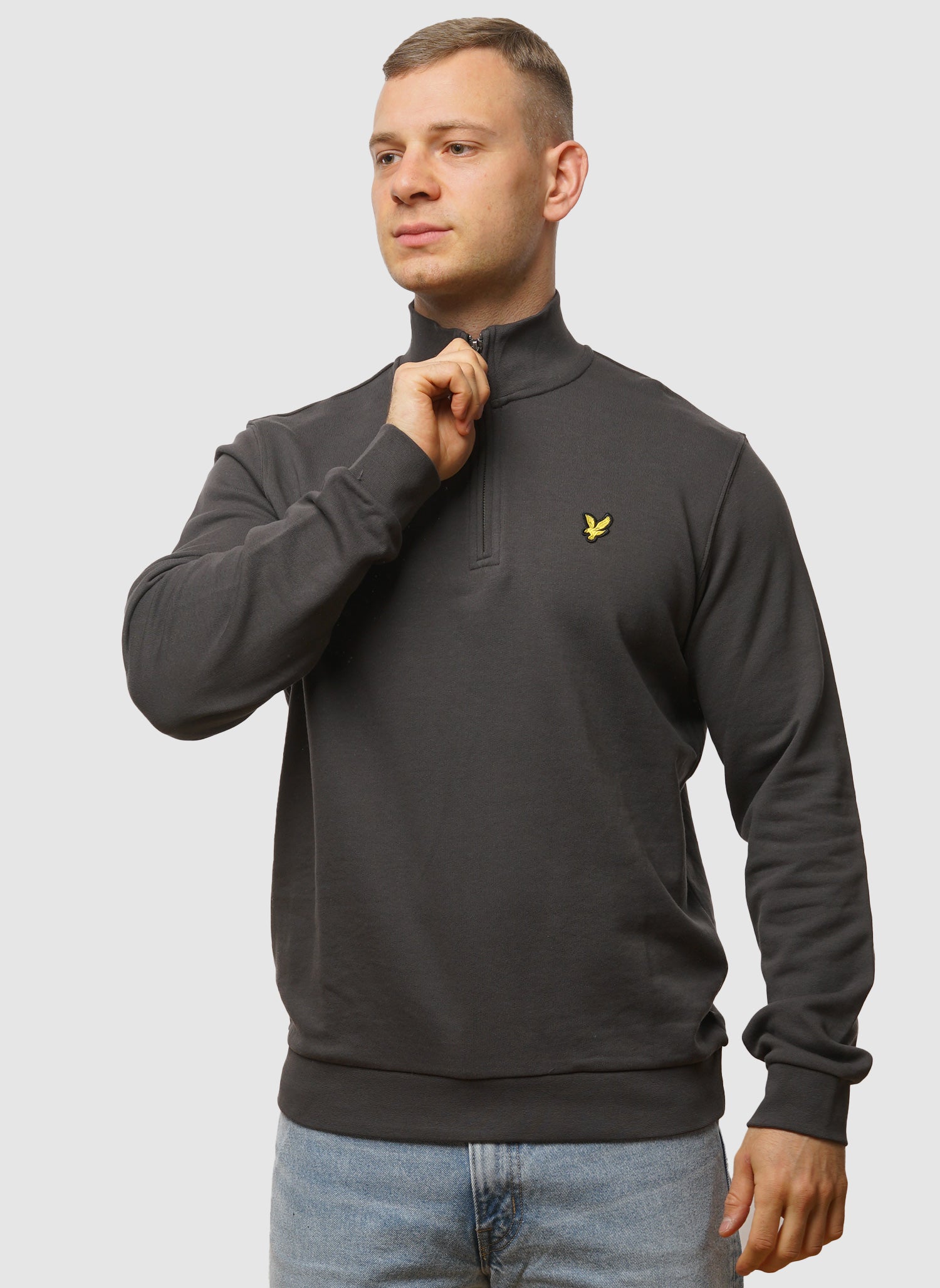 Loopback 1/4 Zip Sweatshirt - Gunmetal