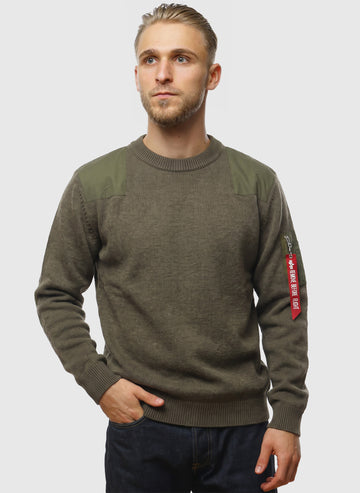 Knitted Utility Sweatshirt - Mud Olive