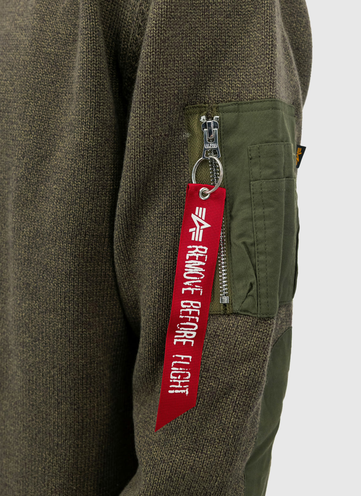Knitted Utility Sweatshirt - Mud Olive