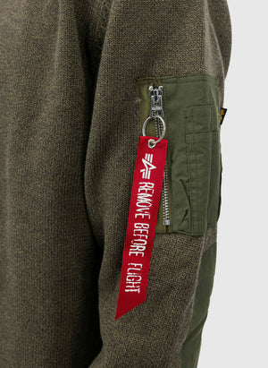 Knitted Utility Sweatshirt - Mud Olive