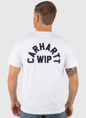 Arch Script T-Shirt - White/Dark Navy