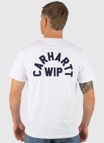 Arch Script T-Shirt - White/Dark Navy