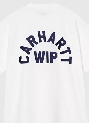 Arch Script T-Shirt - White/Dark Navy