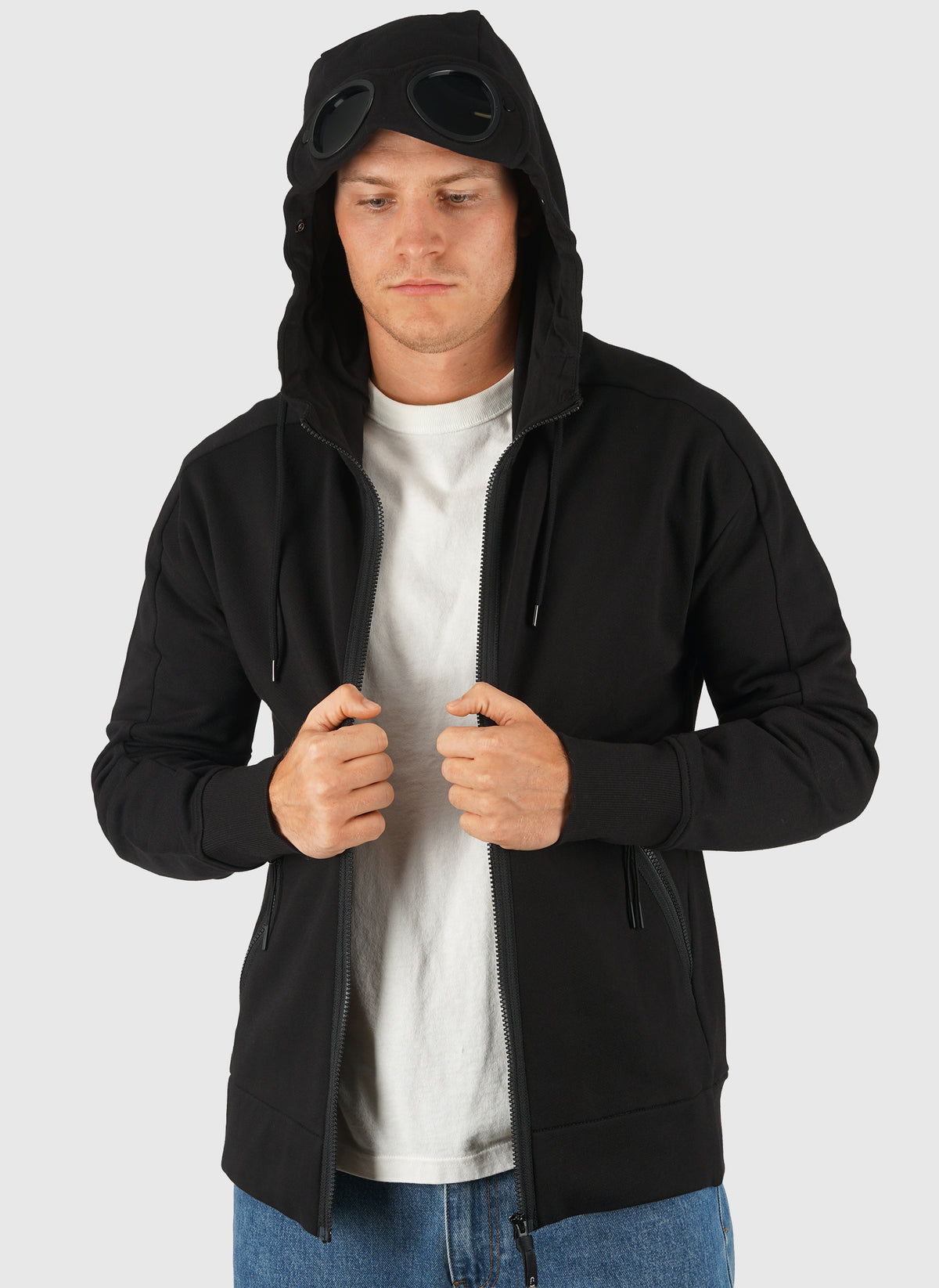 Goggle Sweatshirt Jacket - Black
