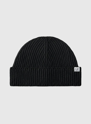 Merino Wool Fisherman Beanie - Black