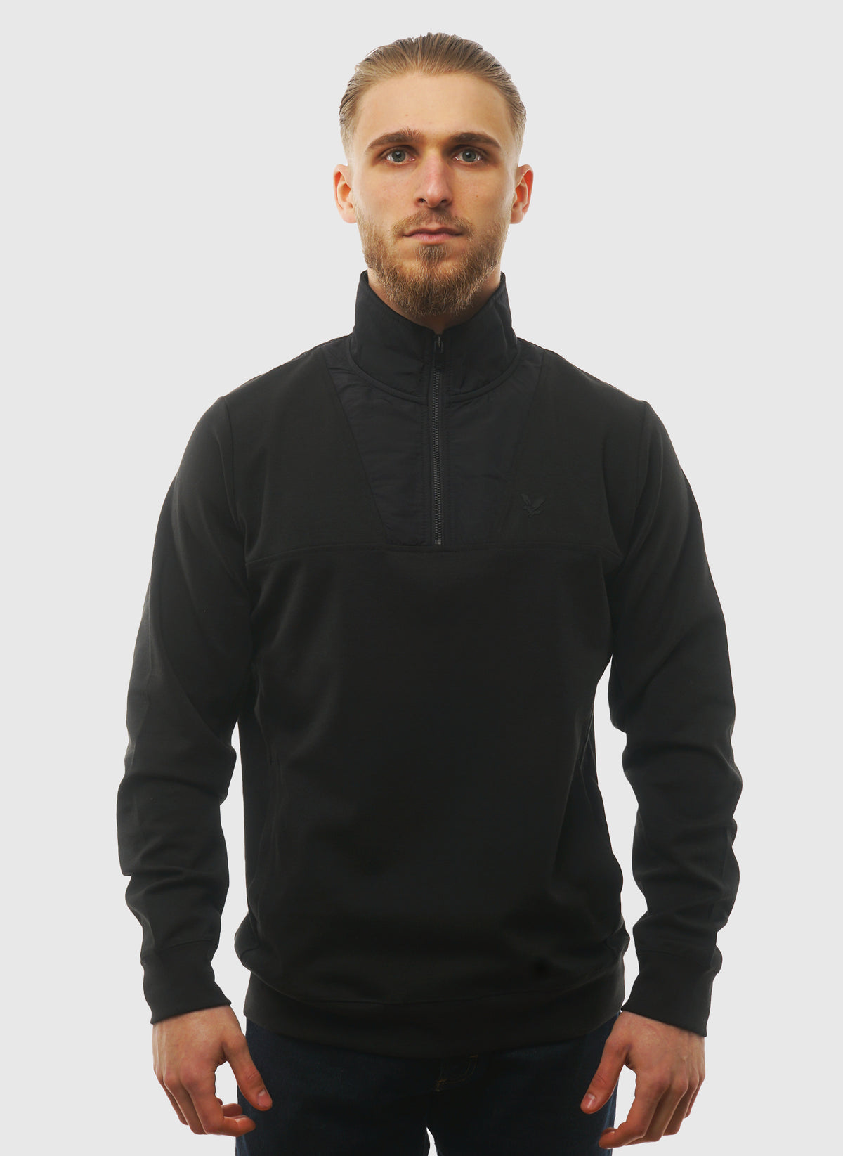 Paneled Hybrid 1/4 Zip - Black Ice