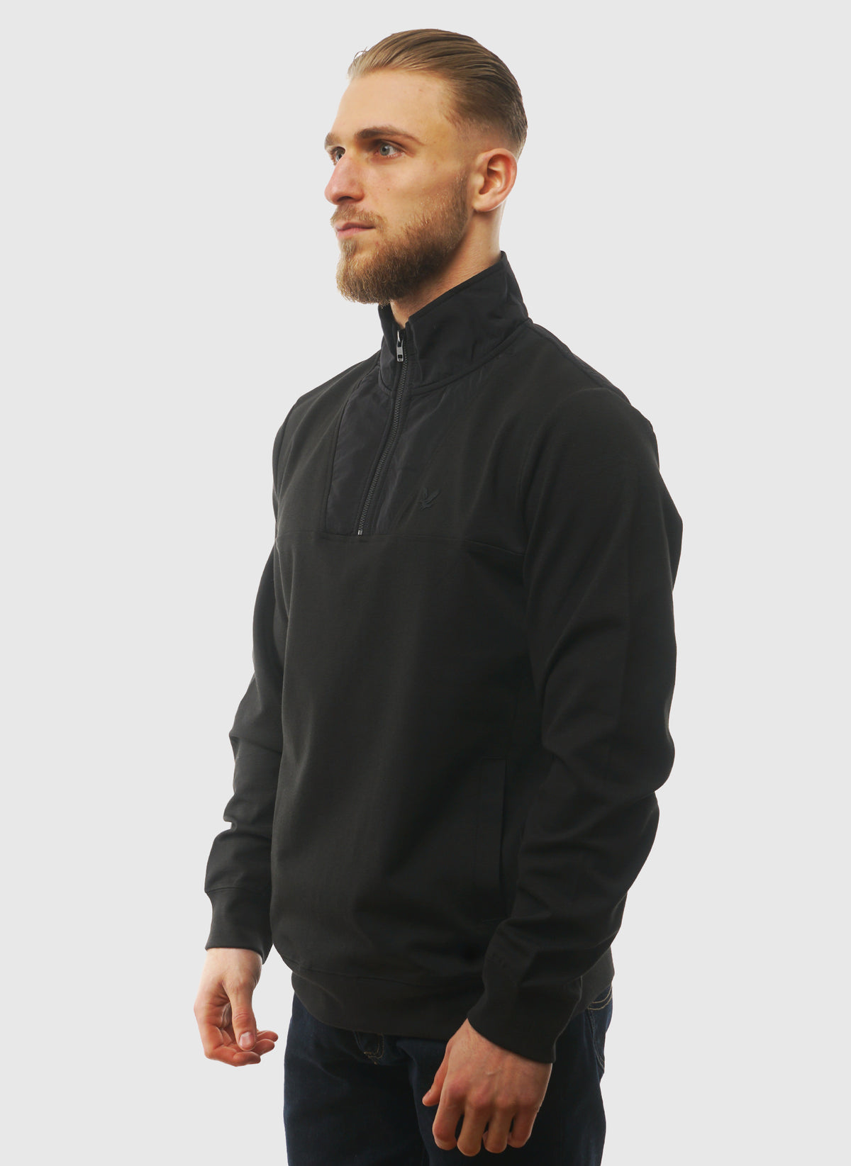 Paneled Hybrid 1/4 Zip - Black Ice