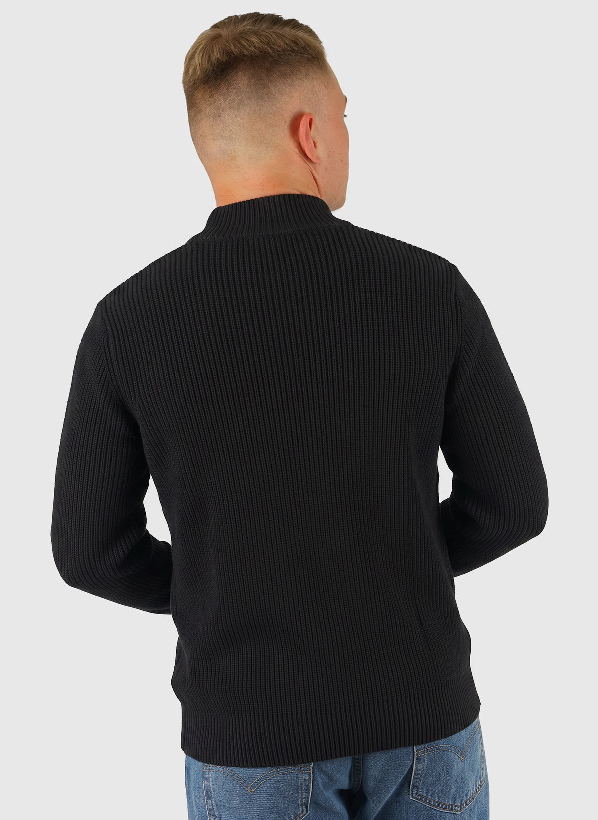 Heavy Knitted Halfzip Sweatshirt - Black