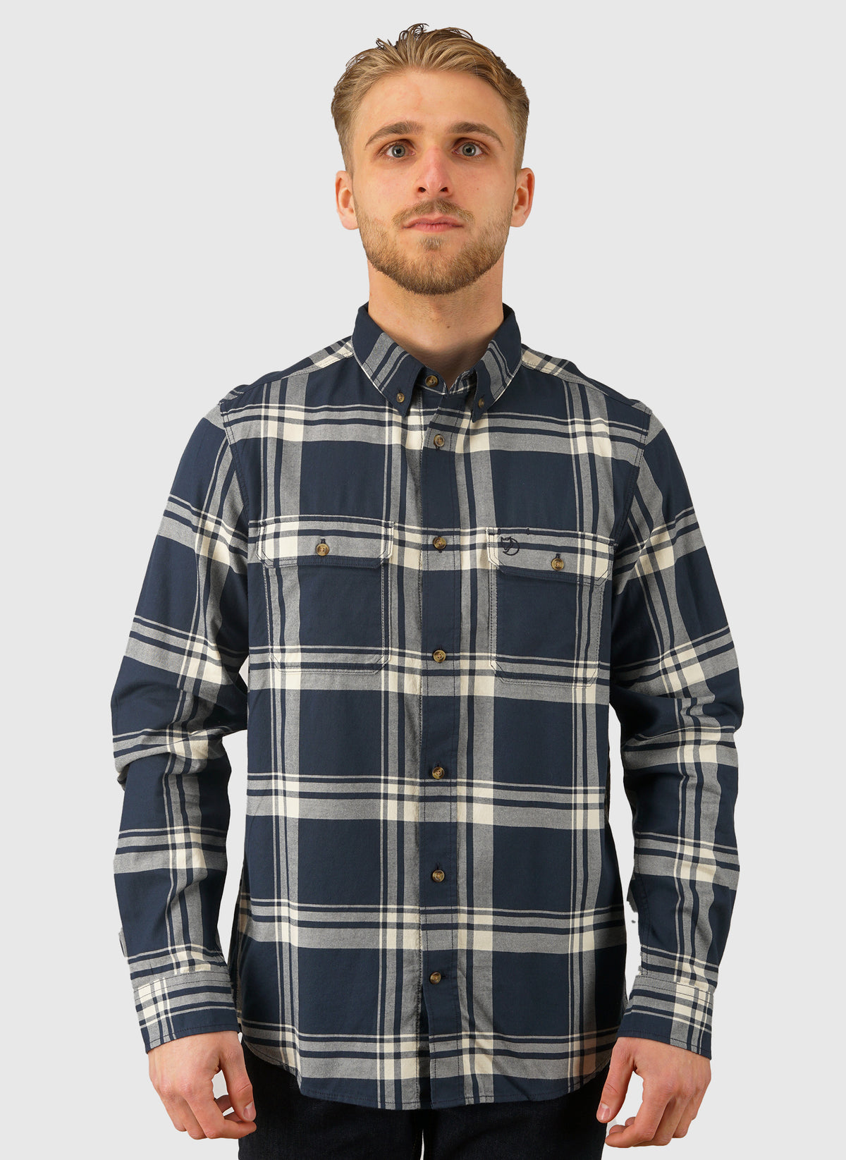 Övik Lite Flannel - Dark Navy-Chalk White
