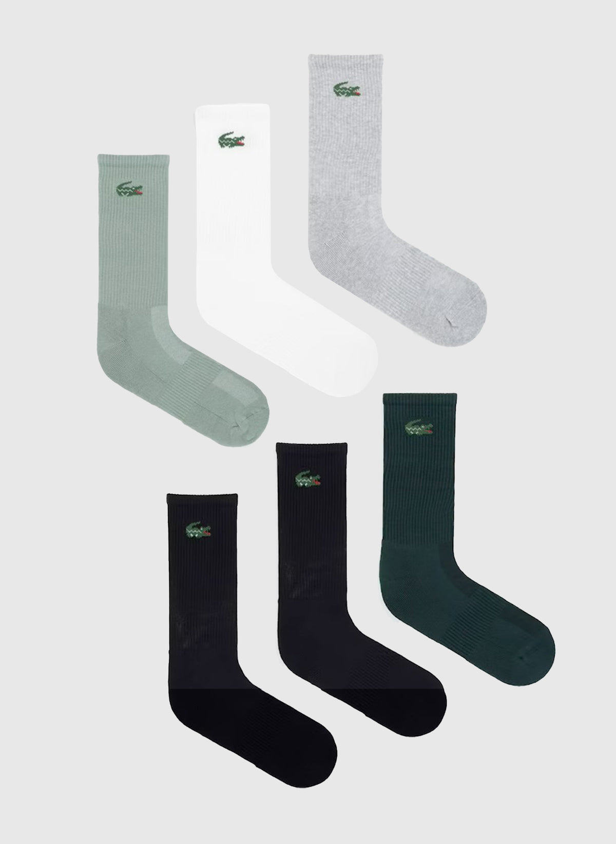 Crew Socks 6er-Pack - Black/Silver/White/Green