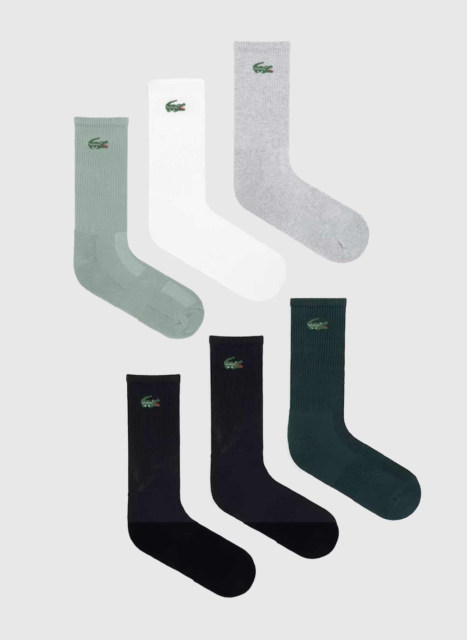Crew Socks 6er-Pack - Black/Silver/White/Green