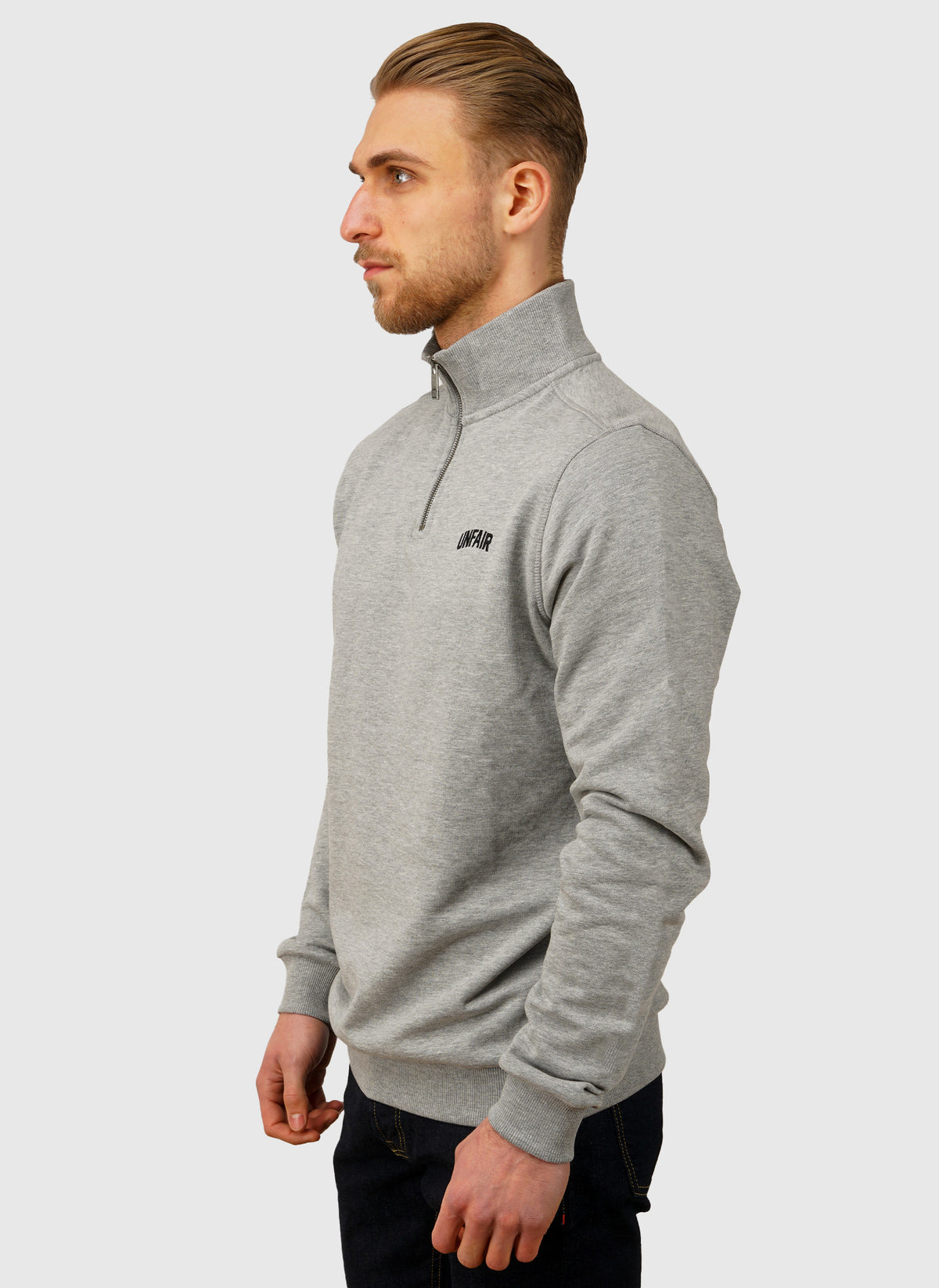 Curved Halfzip Sweatshirt - Grey Melange
