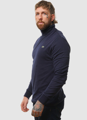 Roll Neck T-Shirt - Navy Blue
