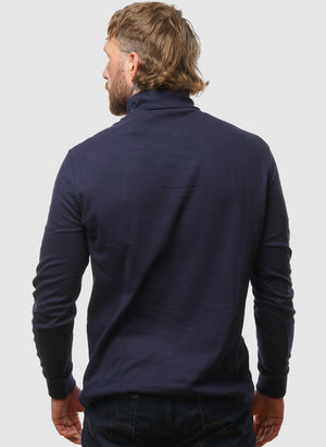 Roll Neck T-Shirt - Navy Blue