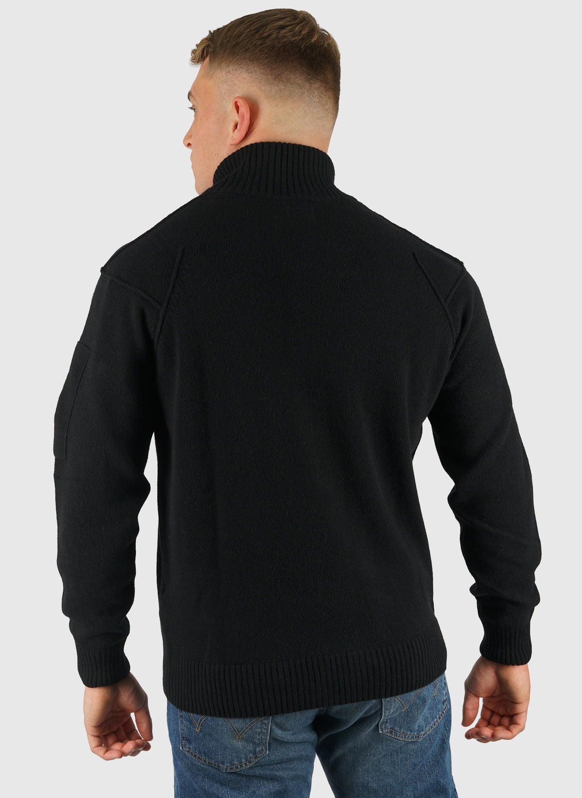 Lambswool Full Zip Sweatshirt - Black