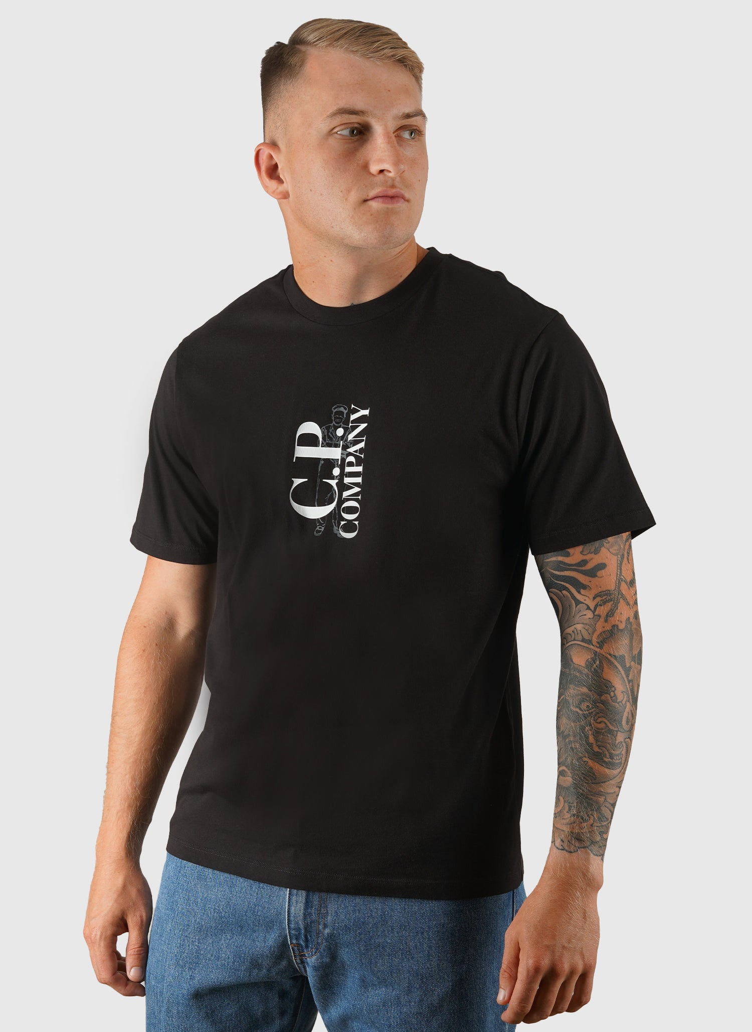 Vertical Logo Jersey T-Shirt - Black